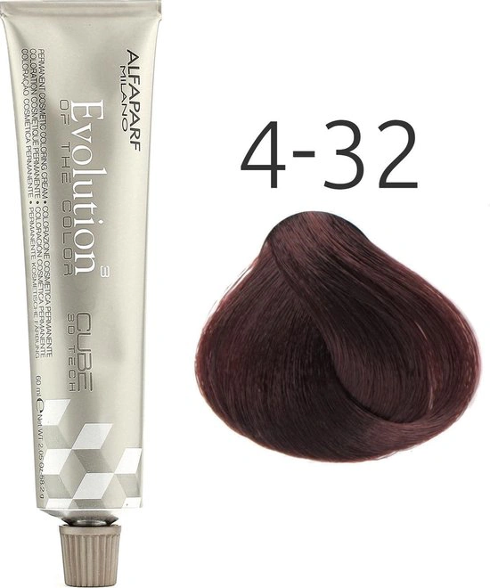 Alfaparf Evolution of the Color CUBE hajfesték - 4.32 60ml Medium Golden Violet Brown képe 2